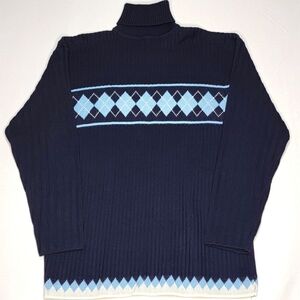 XXL Men's Navy Blue Argyle Design‎ Sweater #0390